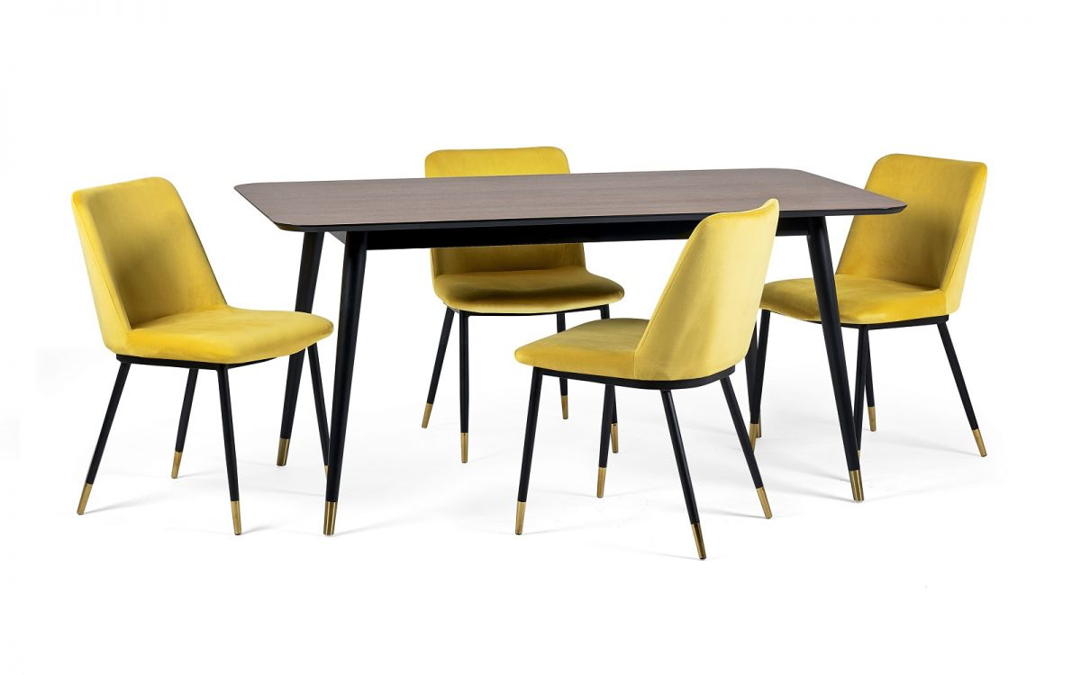 Findlay Rectangular Table & 4 Delaunay Mustard Chairs