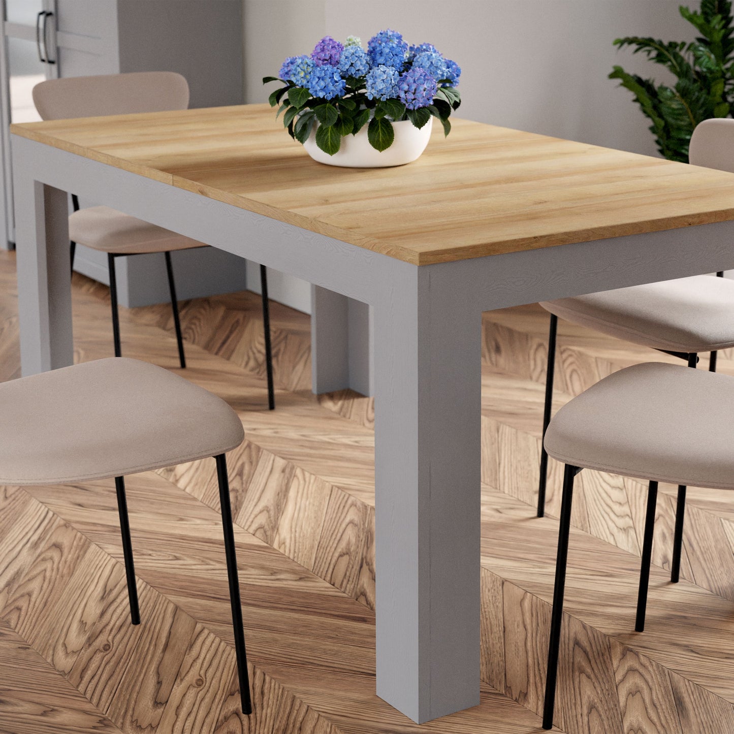 Bohol Extending Dining Table 160-207cm in Riviera Oak/Grey Oak