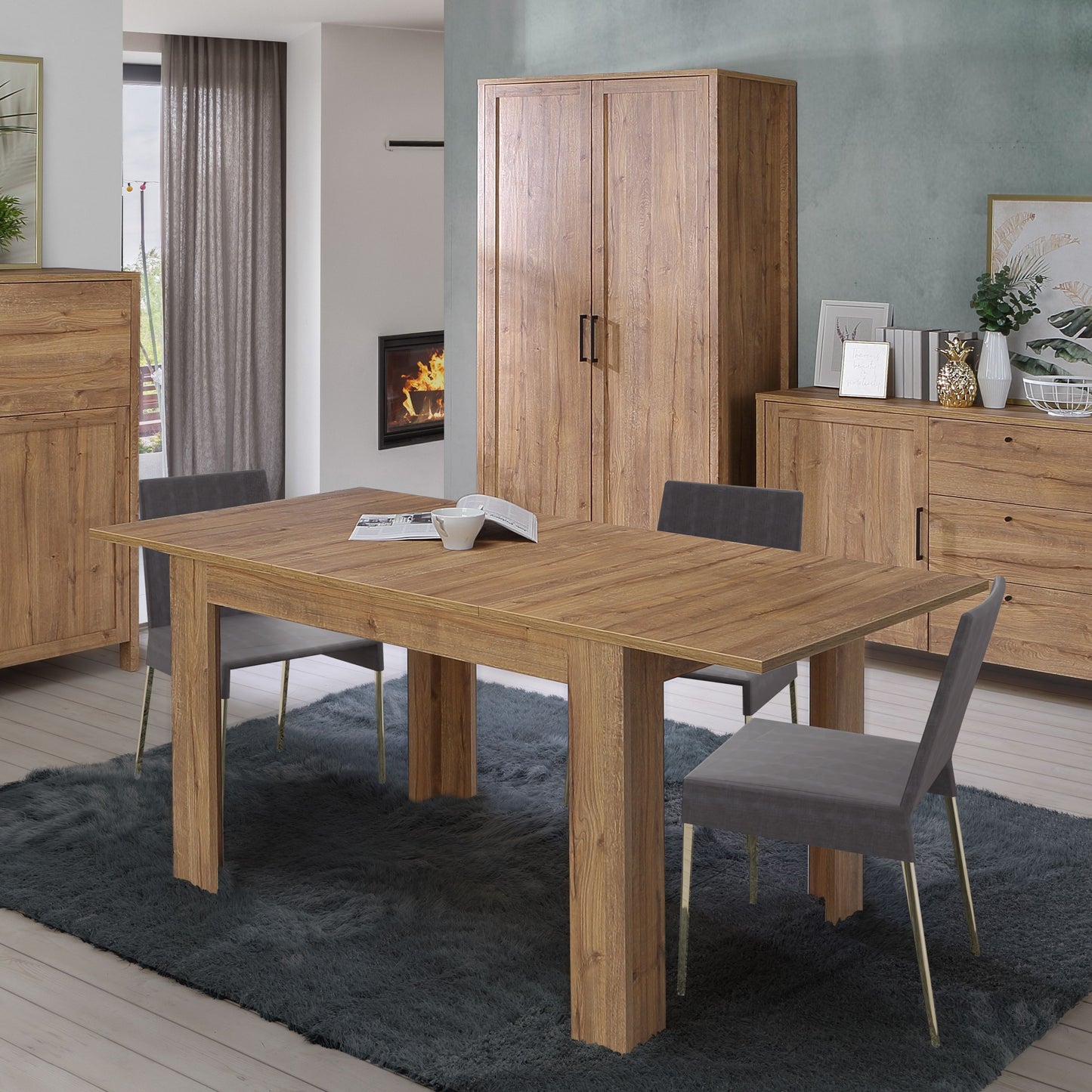 Malte Brun Extending Dining Table 120 cm in Waterford Oak