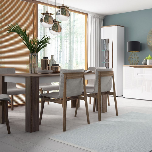 Toledo Extending Dining Table 160-200cm in Alpine White and Stirling Oak