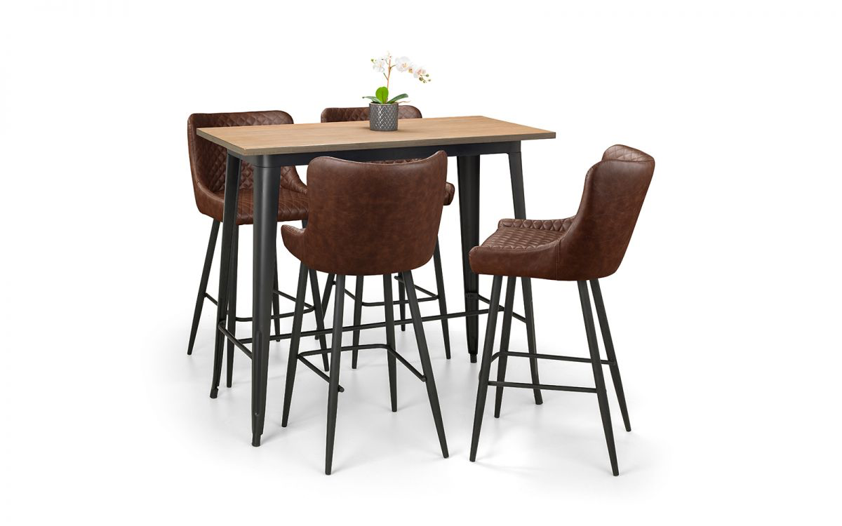 Luxe Faux Leather Bar Stool - Brown