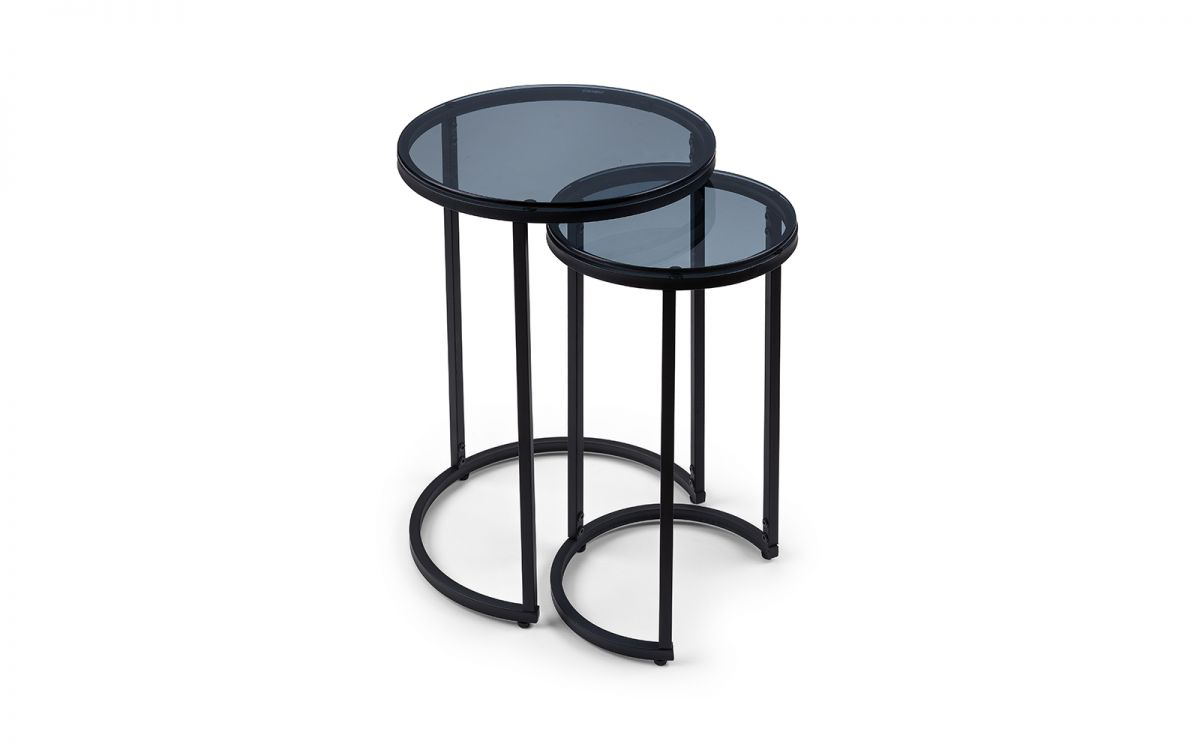 Chicago Round Nesting Side Tables - Smoked Glass