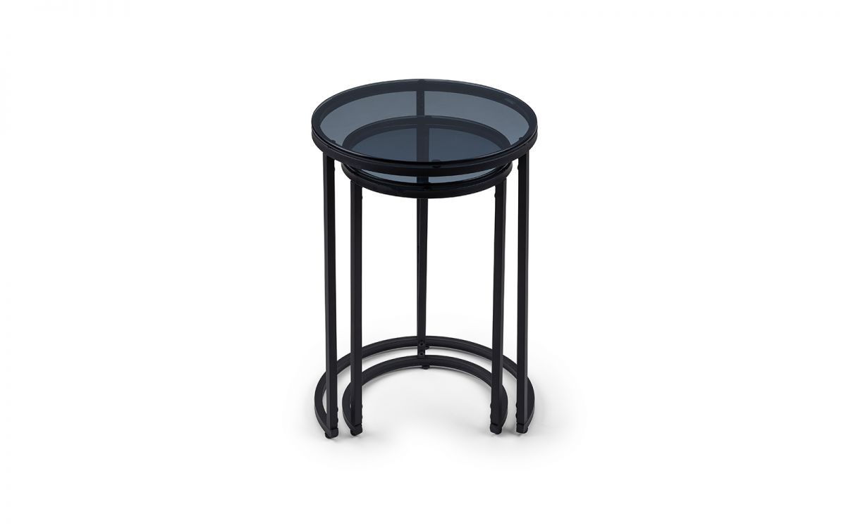 Chicago Round Nesting Side Tables - Smoked Glass