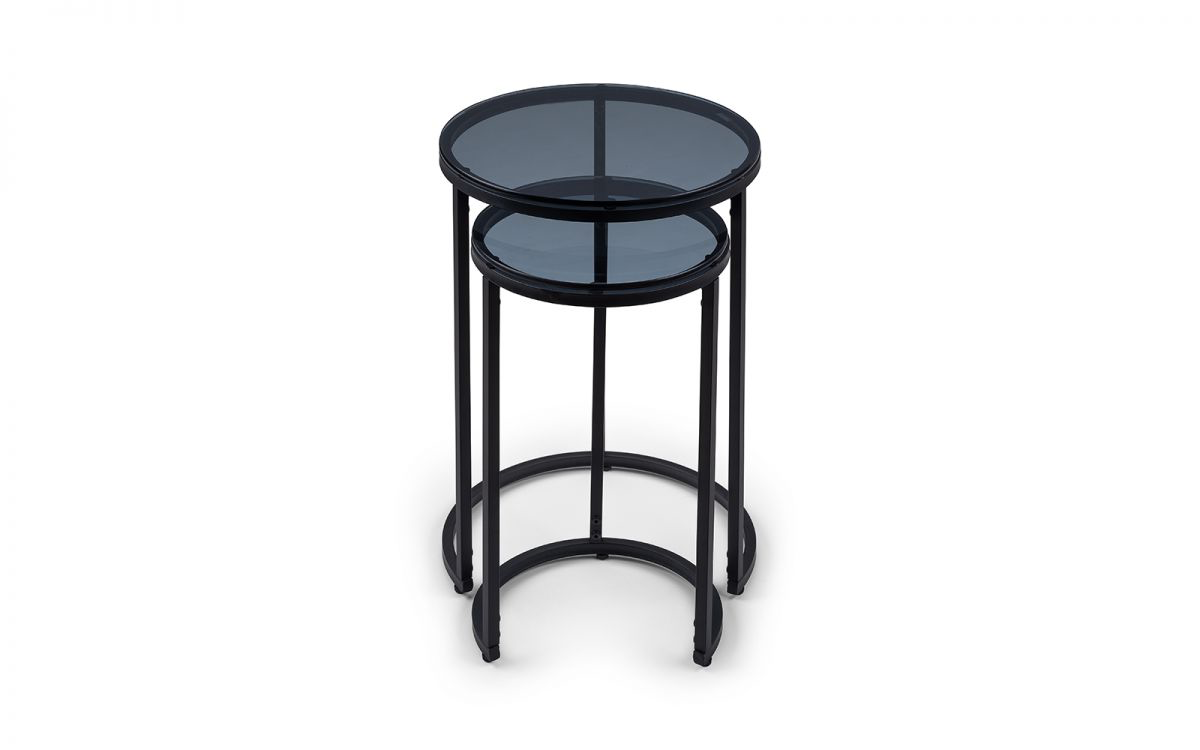 Chicago Round Nesting Side Tables - Smoked Glass