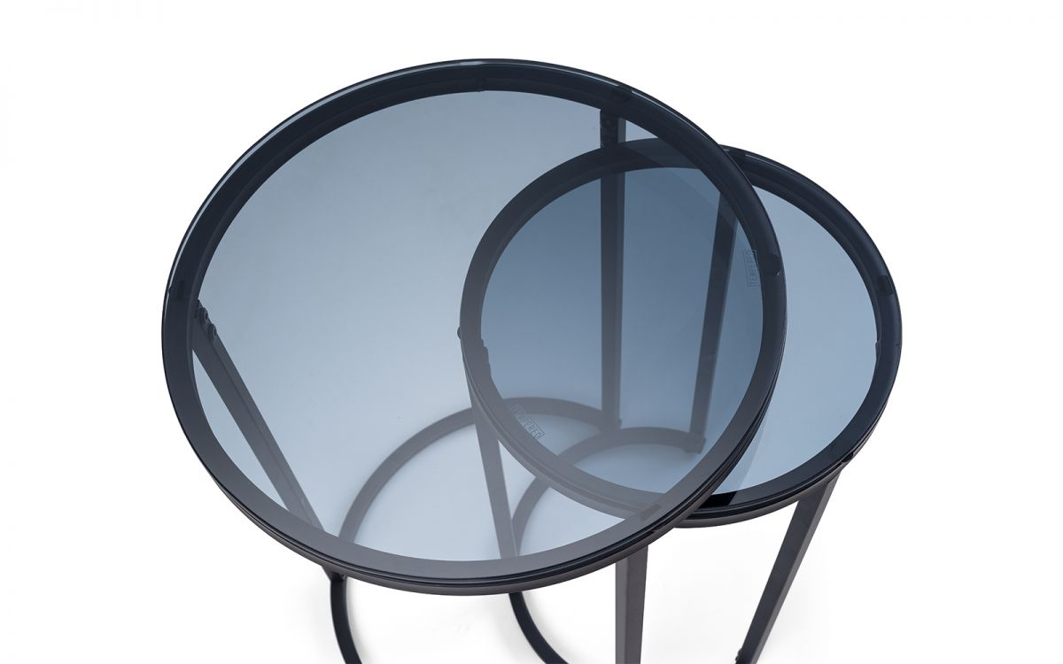 Chicago Round Nesting Side Tables - Smoked Glass