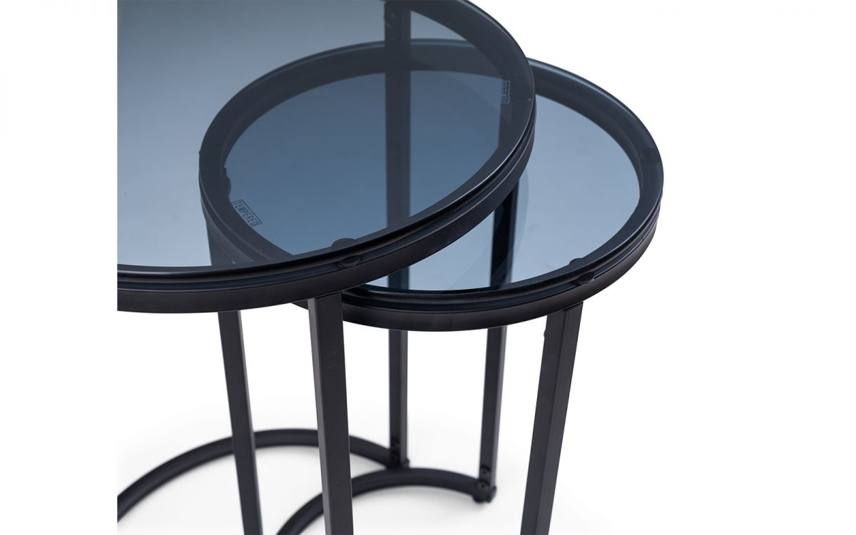 Chicago Round Nesting Side Tables - Smoked Glass