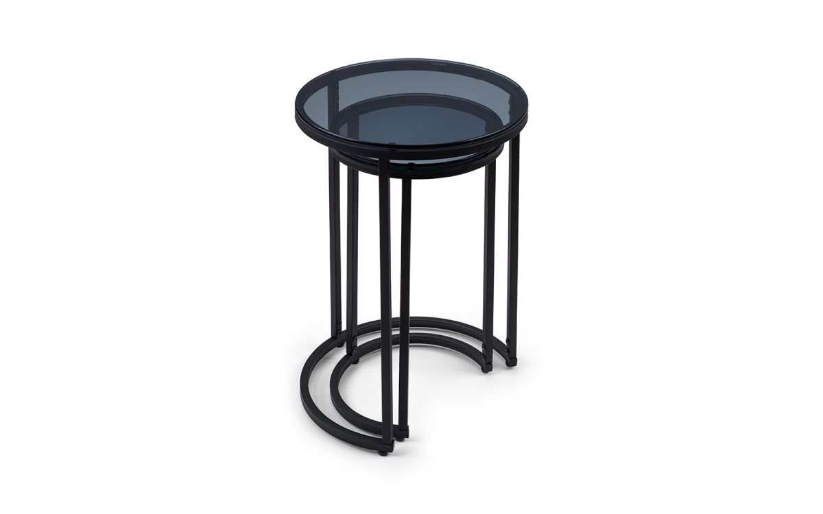 Chicago Round Nesting Side Tables - Smoked Glass