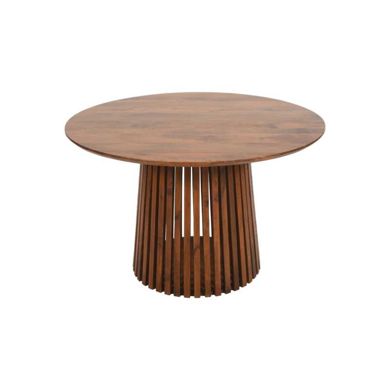 Slatted Mango Wood Round Dining Table