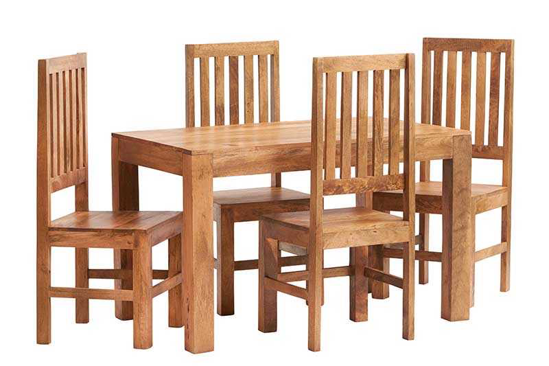 Toko Light Mango 4 FT Dining Set With Wooden Chairs