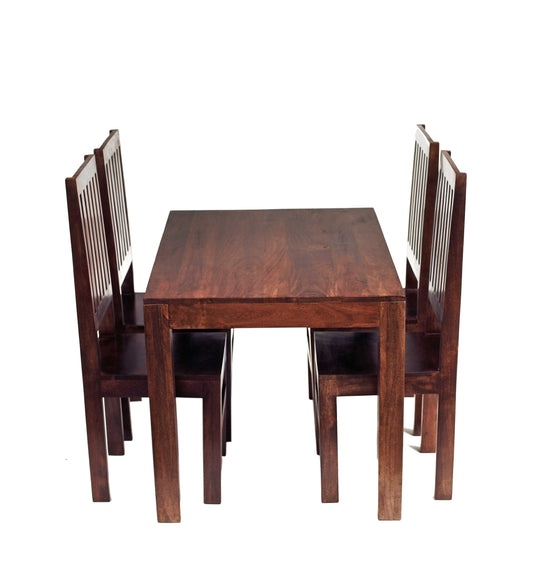 Toko Dark Mango 4 FT Dining Set With Wooden Chairs