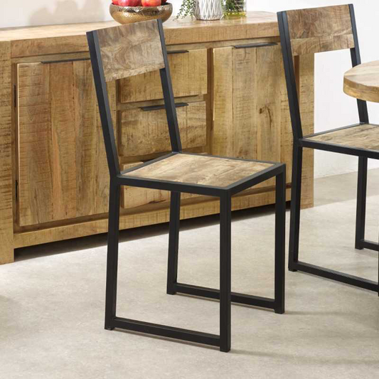 Cosmo Industrial Metal & Wood Dining Chair (2pk)