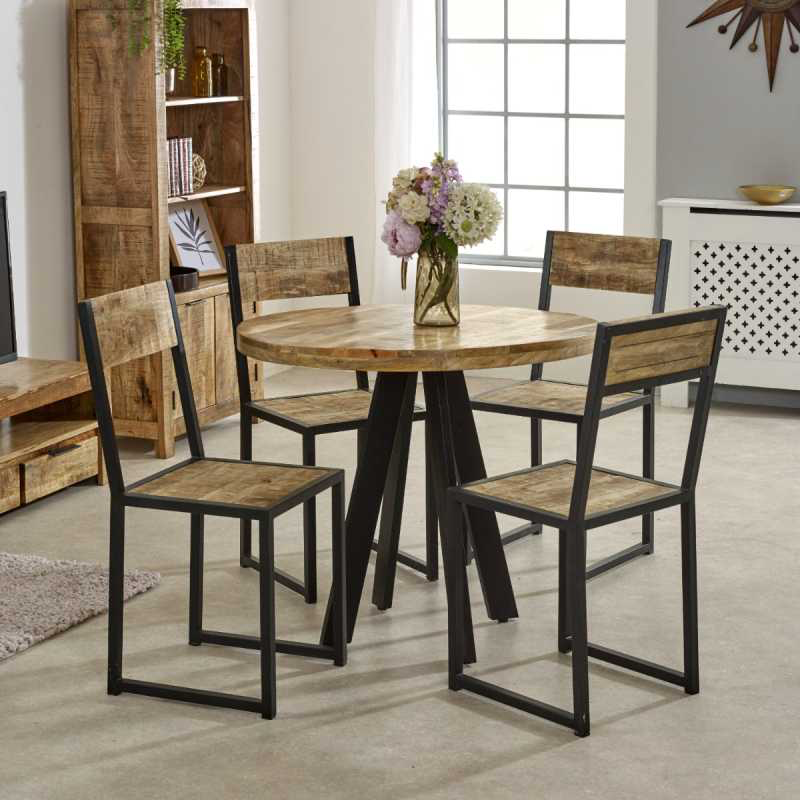 Cosmo Industrial Metal & Wood Dining Chair (2pk)