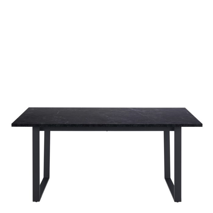 Amble Dining Table with Black Marble Melamine Top & Black Legs