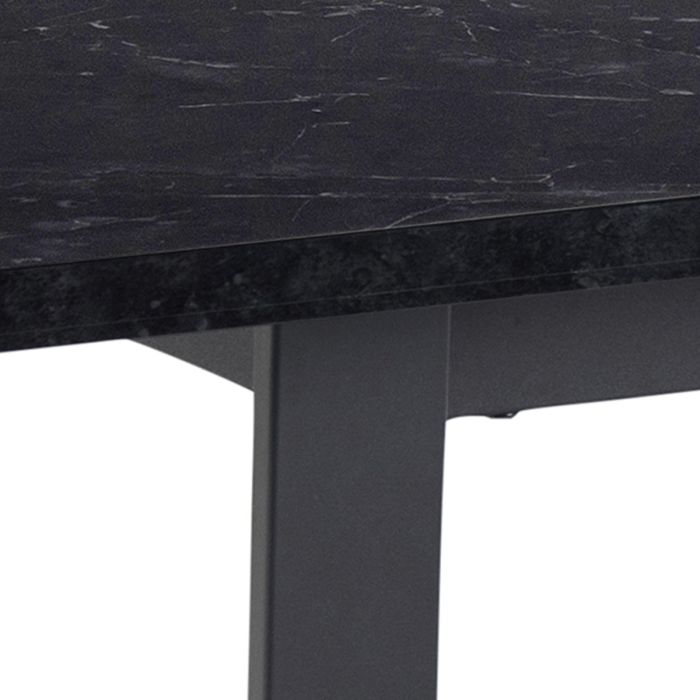 Amble Dining Table with Black Marble Melamine Top & Black Legs