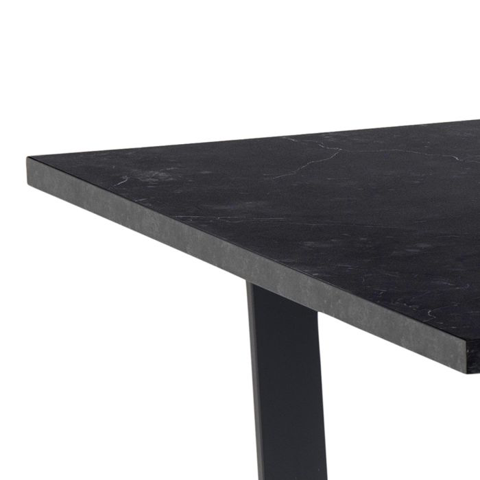 Amble Dining Table with Black Marble Melamine Top & Black Legs