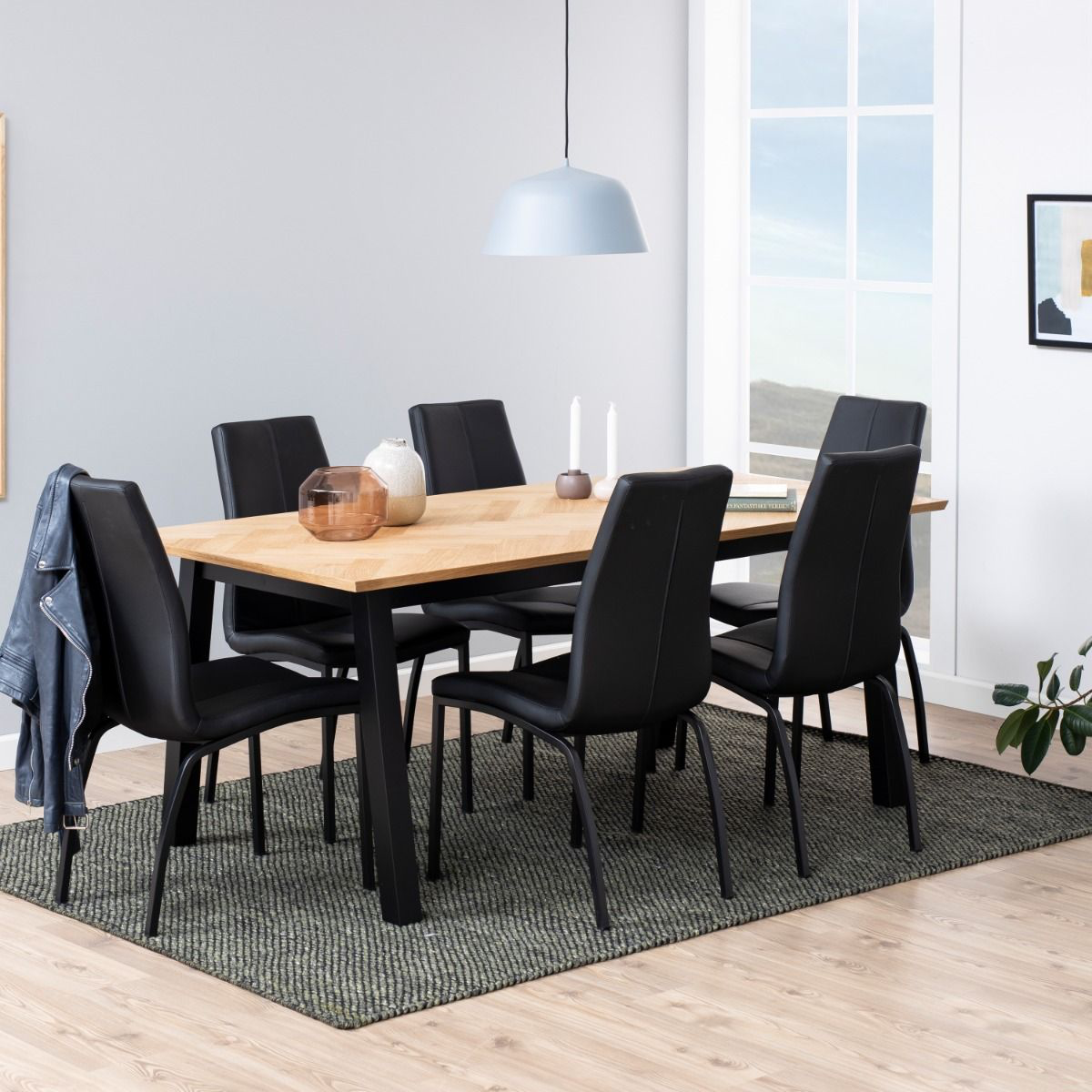 Brighton Dining Table in Oak with Herringbone Effect Small