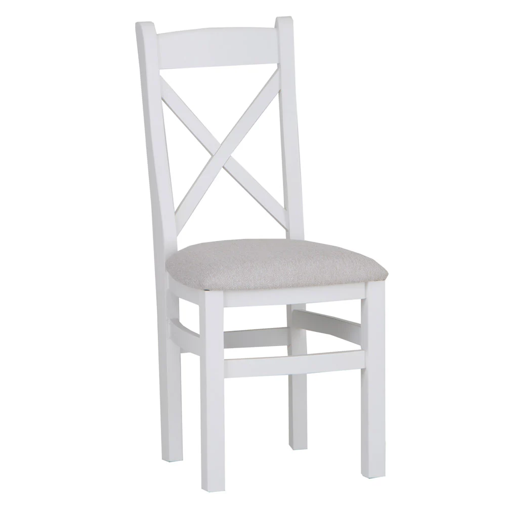 Cross Back Fabric Dining Chair White