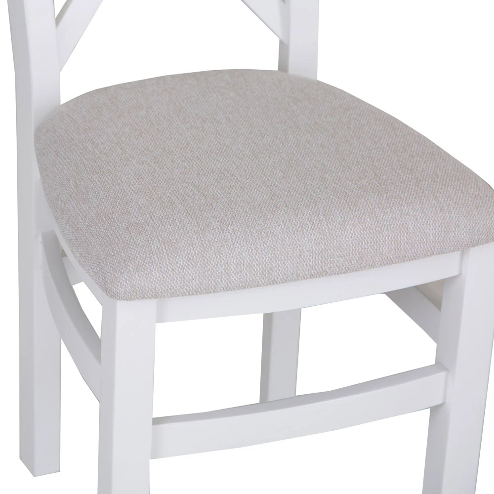 Cross Back Fabric Dining Chair White