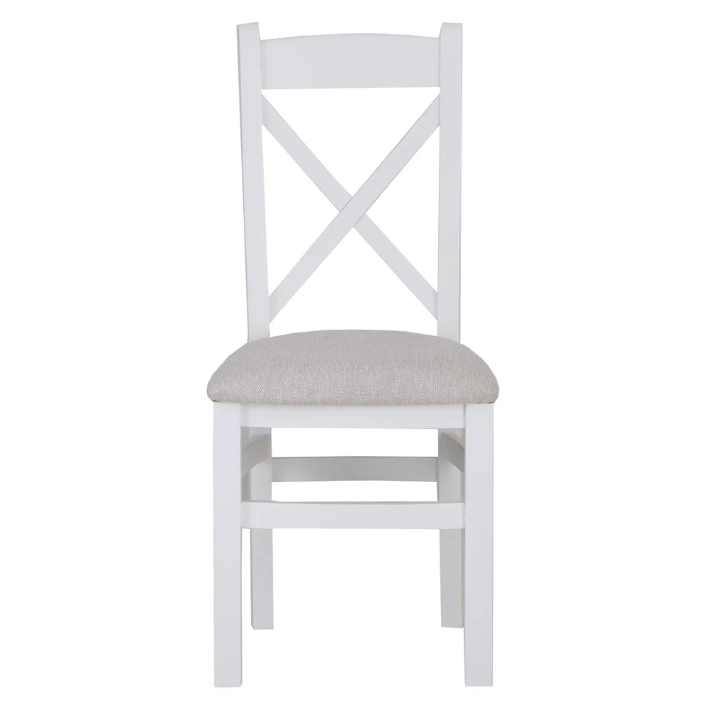 Cross Back Fabric Dining Chair White