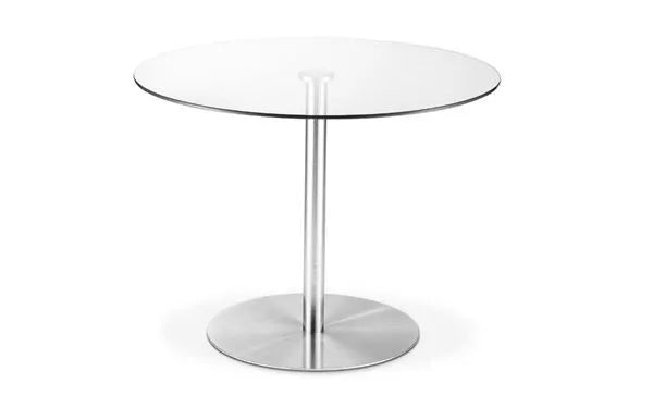 Milan Round Glass Brushed Steel Pedestal Table