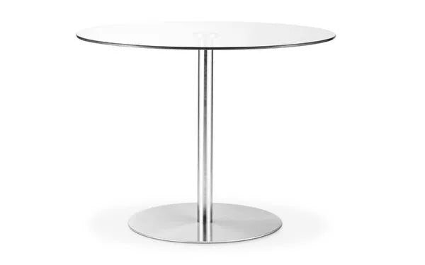 Milan Round Glass Brushed Steel Pedestal Table