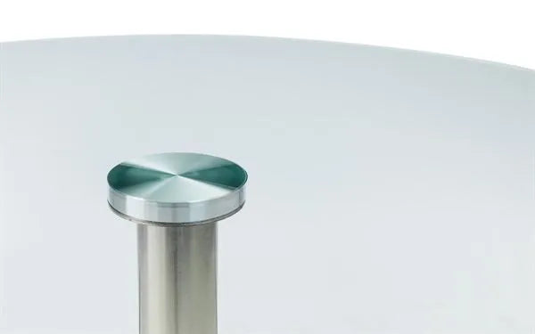 Milan Round Glass Brushed Steel Pedestal Table